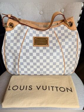 Louis Vuitton Galliera PM Damier Azur Shoulder Hobo Tote Hand Bag w Dust Bag 🤩